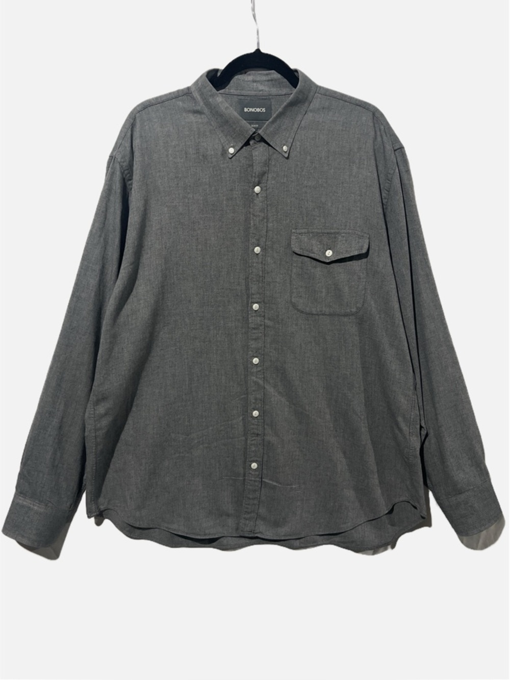 Bonobos Shirt Men's XXL Gray  Slim Fit Long Sleeve Button Down Brushed Twill